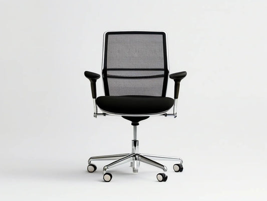 Black and Silver Ergonomic Mesh Office Chair, 25.6 x 25.6 x 37.8-41.7 in