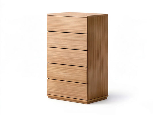 Natural Oak 5-Drawer Engineered Wood Chest, 31.5 W x 17.7 D x 47.2 H in