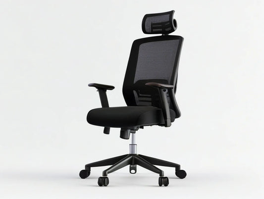 Black Ergonomic High-Back Mesh Office Chair with Adjustable Headrest, 26 x 26 x 45-49 in