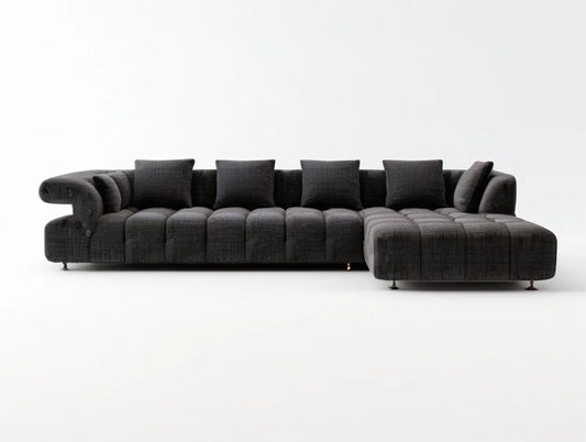 Charcoal Right-Facing Chaise Sectional Sofa, 126 in. W x 67 in. D, Polyester Upholstery
